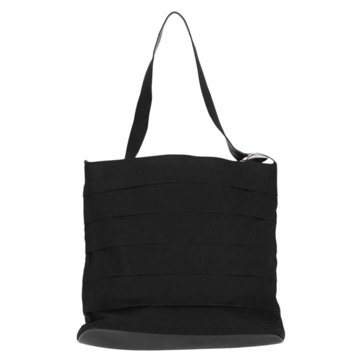 Salvatore Ferragamo Vala Shoulder Bag Nylon, BLACK, CANVAS, Shoulder bag