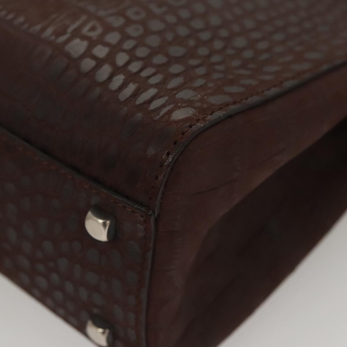 Salvatore Ferragamo Gancini handbag Leather, BROWN, LEATHER, Handbag