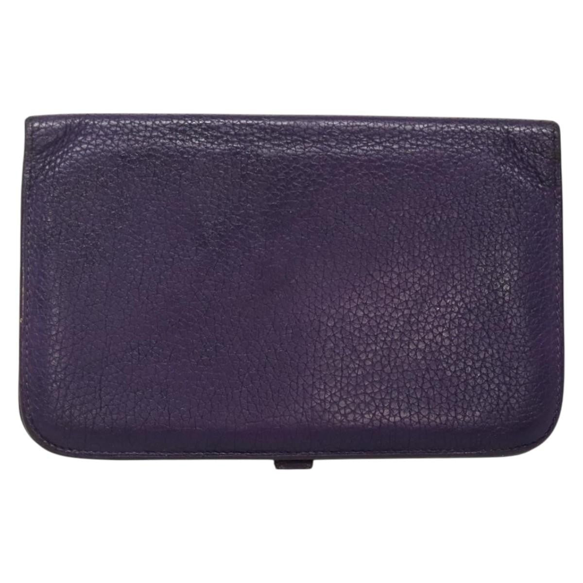 Hermes Dogon Duo Combined Wallet Leather, PURPLE, LEATHER, Wallets
