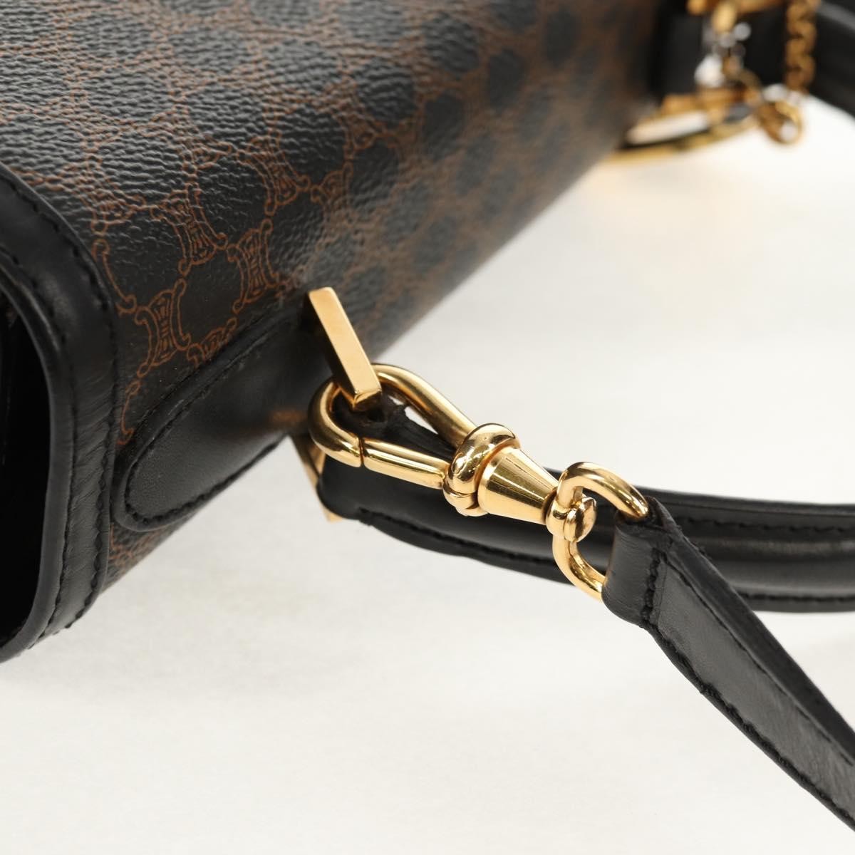 Celine Vintage Convertible Top Handle Bag Macadam Coated Canvas, BROWN, PVC, Handbag