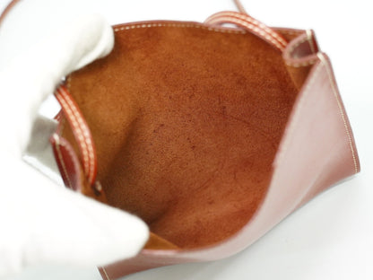 Hermes Onimaitou Pochette Box Calf, BROWN, LEATHER, Clutche & pouche