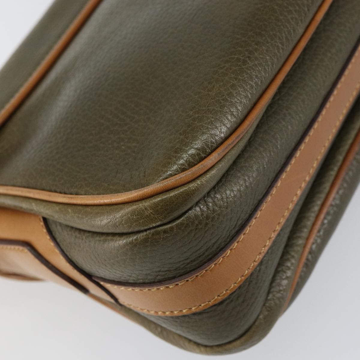 Celine Vintage Shoulder Bag Leather, KHAKI, LEATHER, Shoulder bag