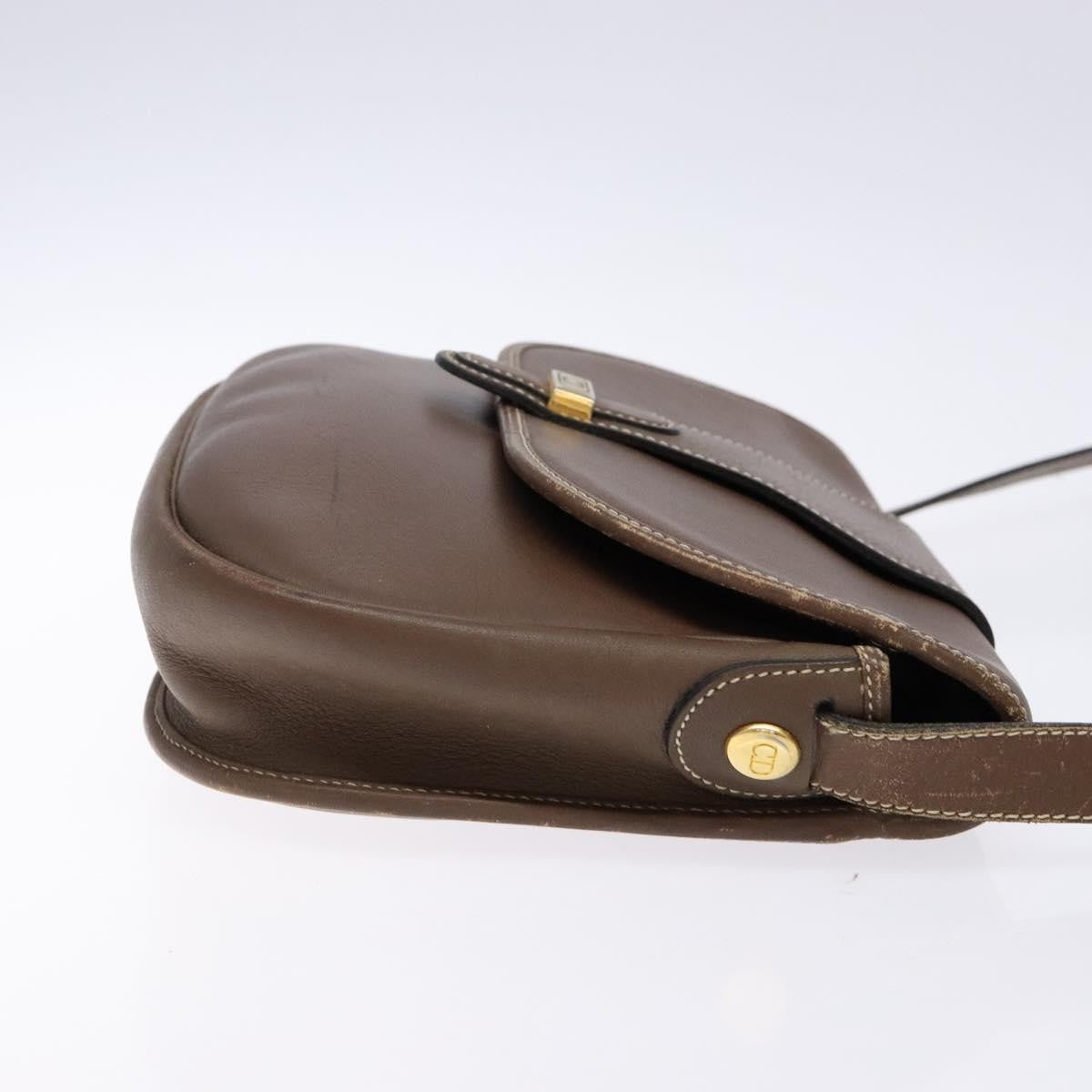 Christian Dior Vintage CD Flap Shoulder Bag Leather, BROWN, LEATHER, Shoulder bag