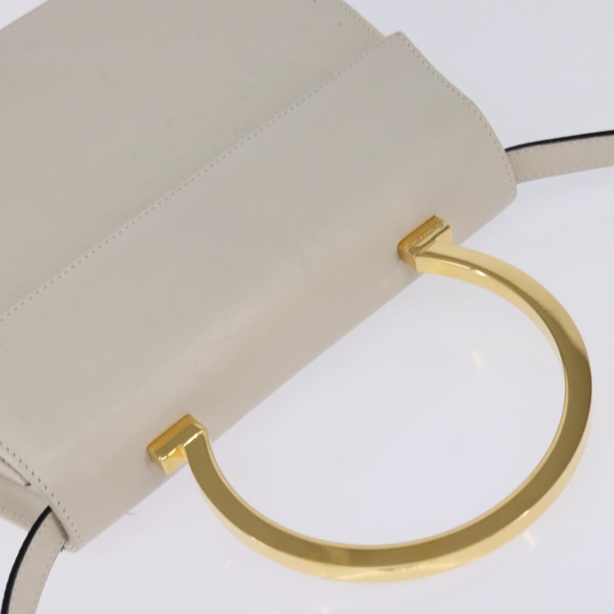 Salvatore Ferragamo Gancini handbag Leather, WHITE, LEATHER, Handbag