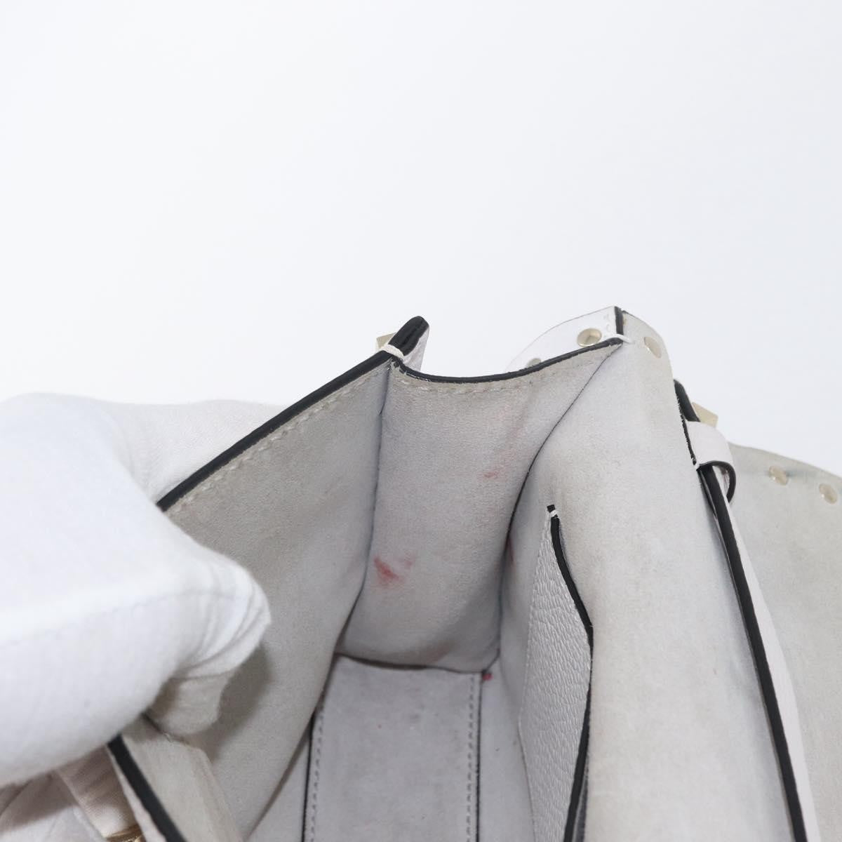 Valentino Garavani Rockstud Flip Lock Flap Bag Leather, WHITE, LEATHER, Shoulder bag