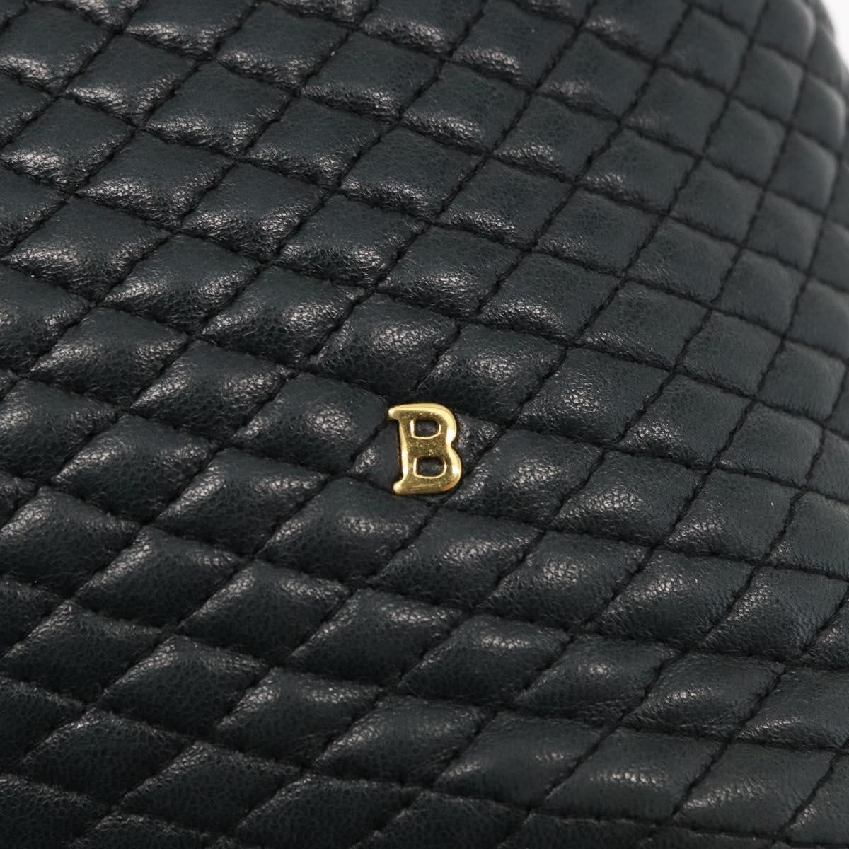 Bally Vintage Chain Shoulder Bag Quilted Leather, NAVY, LEATHER, Shoulder bag