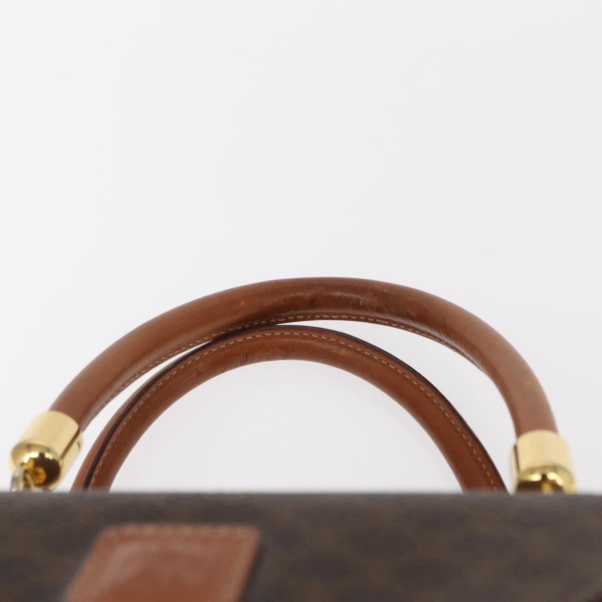 Celine Vintage Macadam Handbag Canvas and Leather, BROWN, CANVAS, Handbag