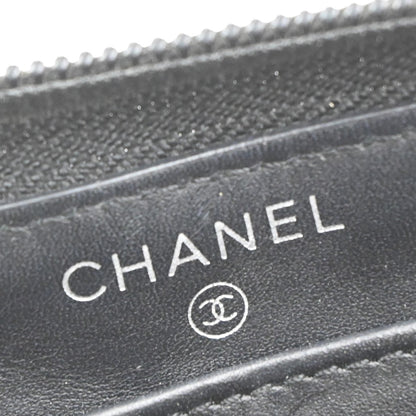 Chanel CC Zip Around Wallet Leather, Black, Leather, Wallet