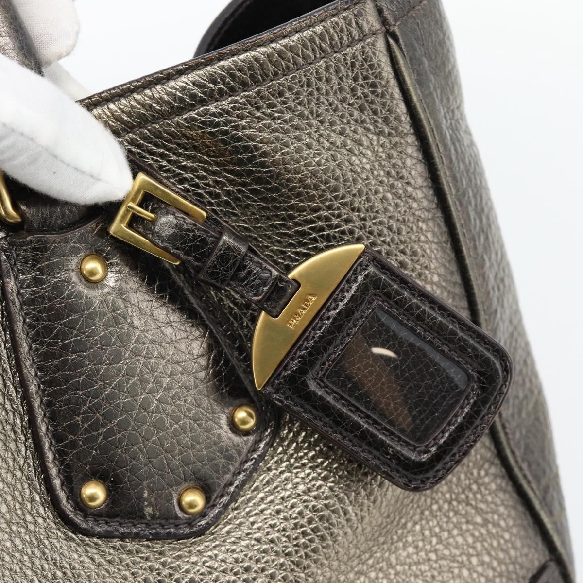 Prada Braided Handle Open Tote Vitello Daino, Gold, Leather, Tote Bag