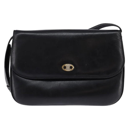 Celine Vintage Triomphe Shoulder Bag Leather, BLACK, LEATHER, Shoulder bag