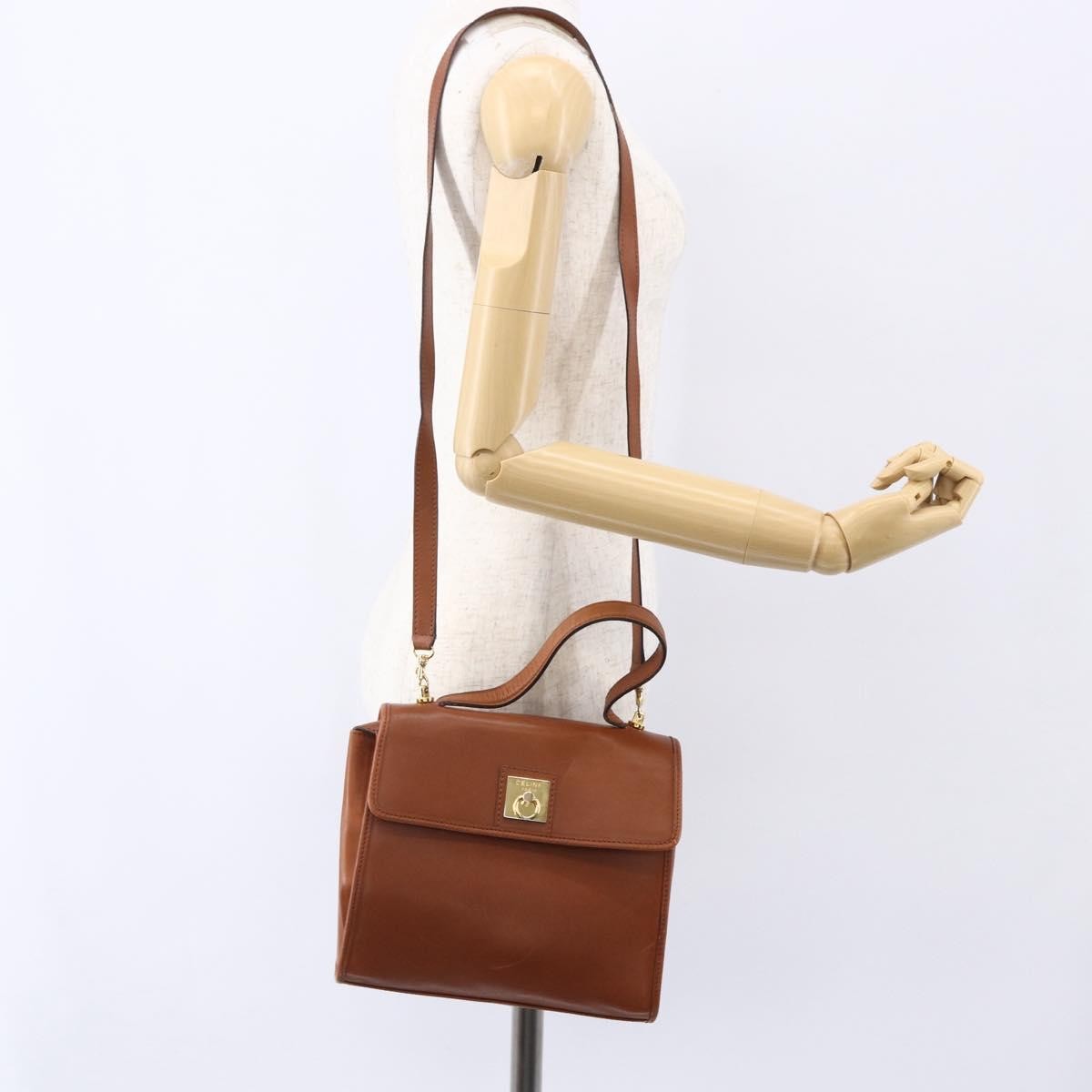 Celine Handbag Leather, BROWN, LEATHER, Handbag
