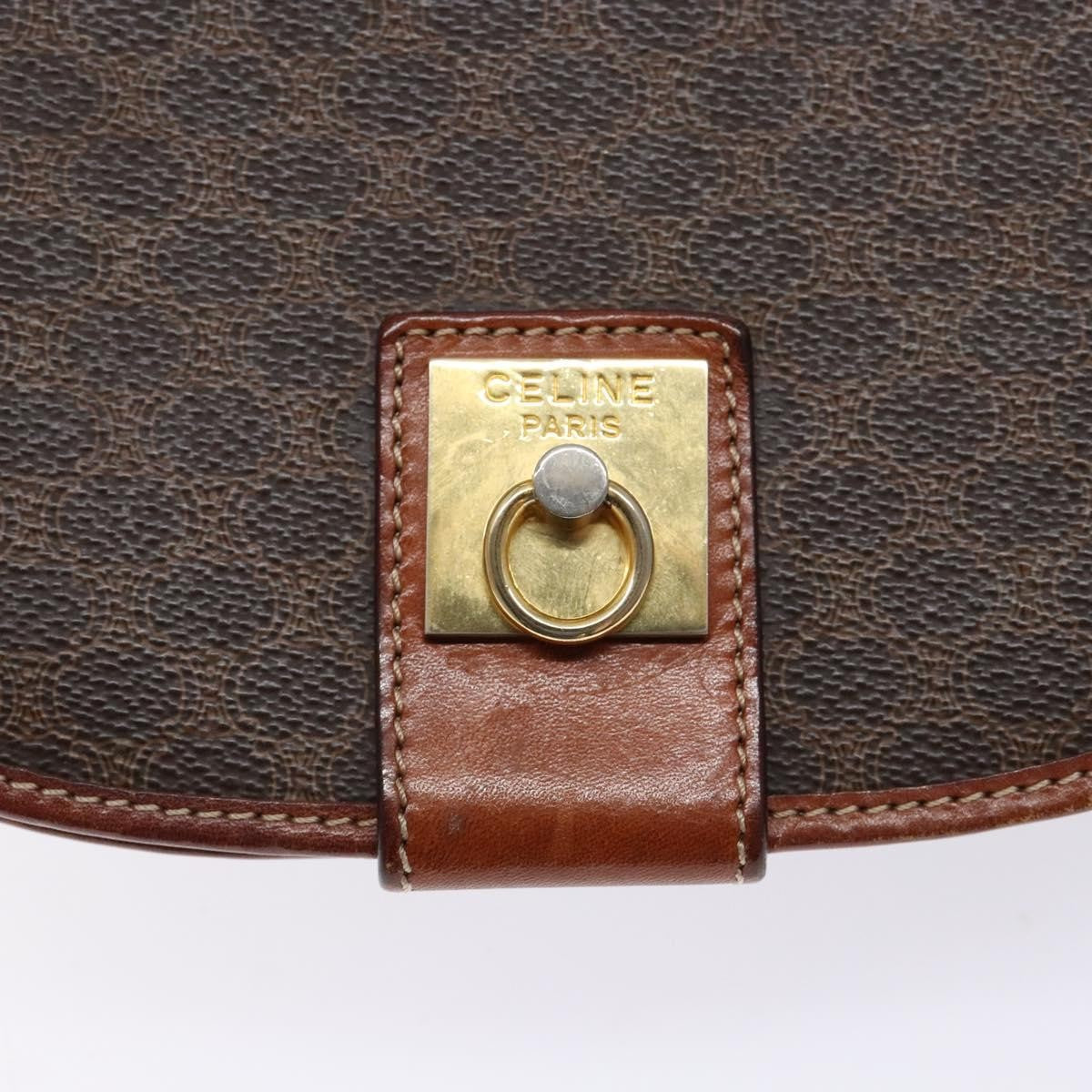 Celine Macadam Shoulder Bag PVC Leather, BROWN, CANVAS, Shoulder bag