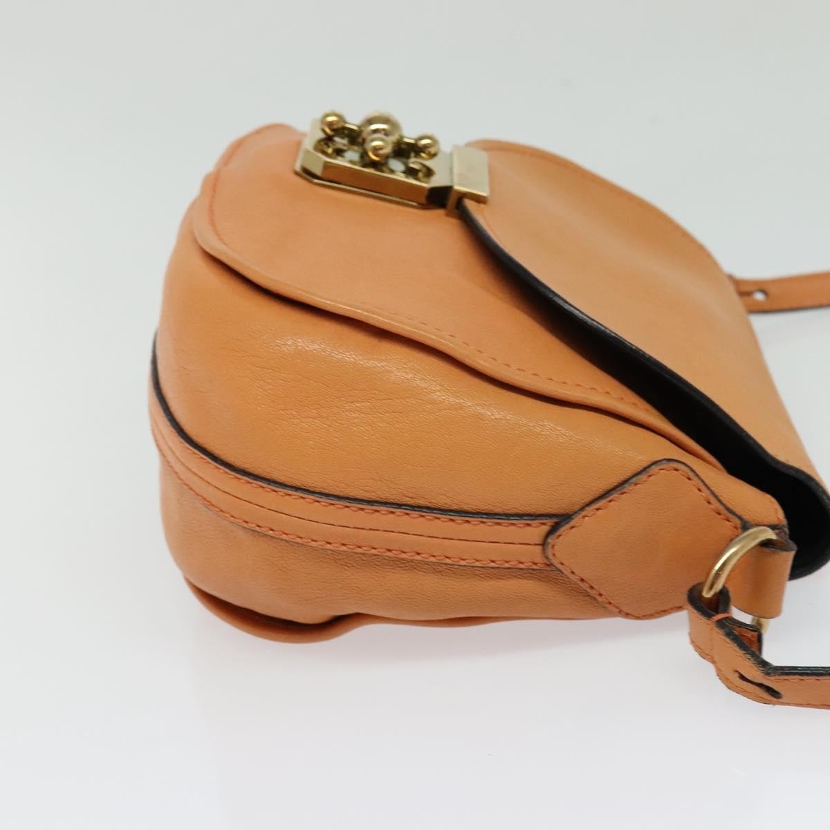 Chloe Elsie Shoulder Bag Perforated Leather, ORANGE, LEATHER, Shoulder bag