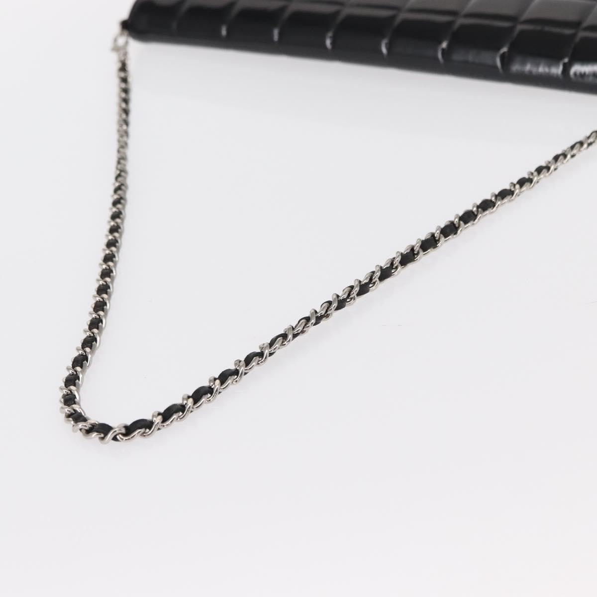 Chanel Chocolate Bar Chain Clutch Quilted Patent, BLACK, PATENT_LEATHER, Clutche & pouche