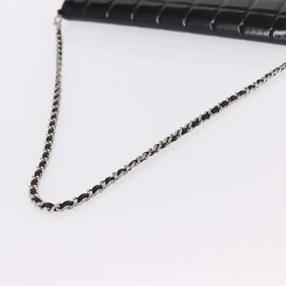 Chanel Chocolate Bar Chain Clutch Quilted Patent, BLACK, PATENT_LEATHER, Clutche & pouche
