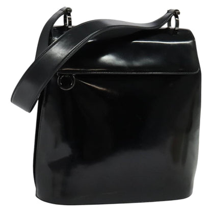 Salvatore Ferragamo Gancini Shoulder Bag Patent Leather, BLACK, PATENT_LEATHER, Shoulder bag