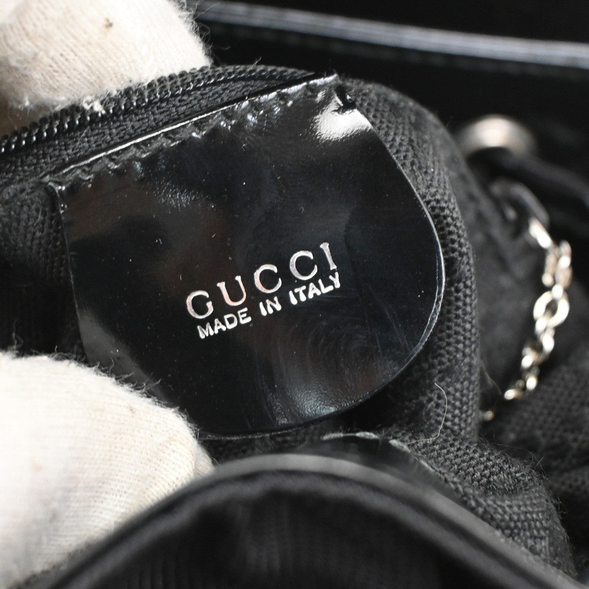 Gucci Vintage Bamboo Backpack Nylon and Patent Leather, BLACK, NYLON, Backpack