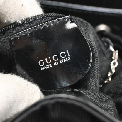 Gucci Vintage Bamboo Backpack Nylon and Patent Leather, BLACK, NYLON, Backpack