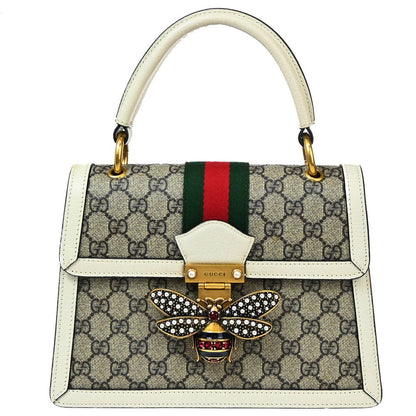 Gucci Queen Margaret Top Handle Bag GG Coated Canvas with Leather, BEIGE, CANVAS, Handbag