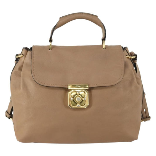 Chloe Elsie Convertible Satchel Leather, BEIGE, LEATHER, Handbag