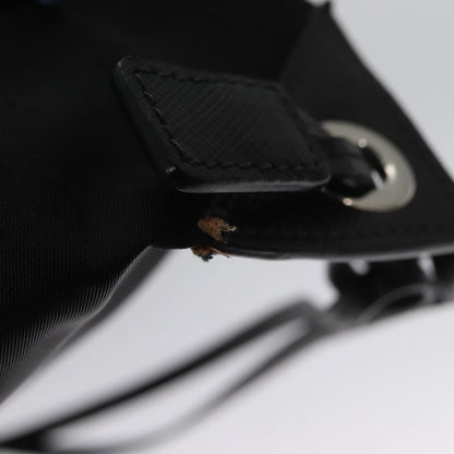 Prada Logo Drawstring Backpack Tessuto with Printed Saffiano, BLACK, NYLON, Backpack