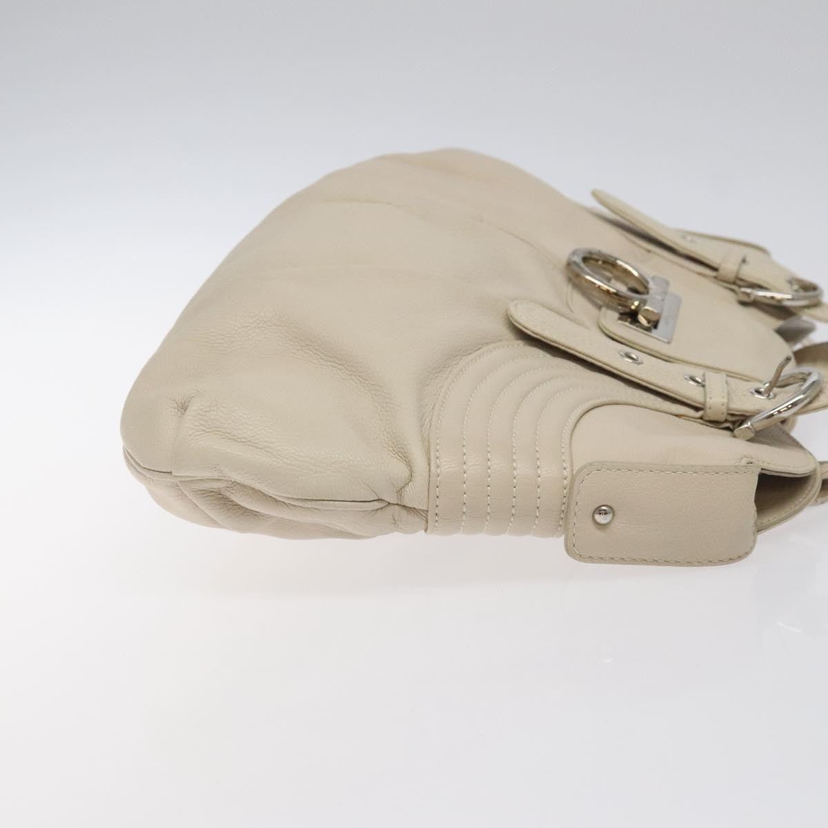 Salvatore Ferragamo Gancini handbag Leather, WHITE, LEATHER, Handbag