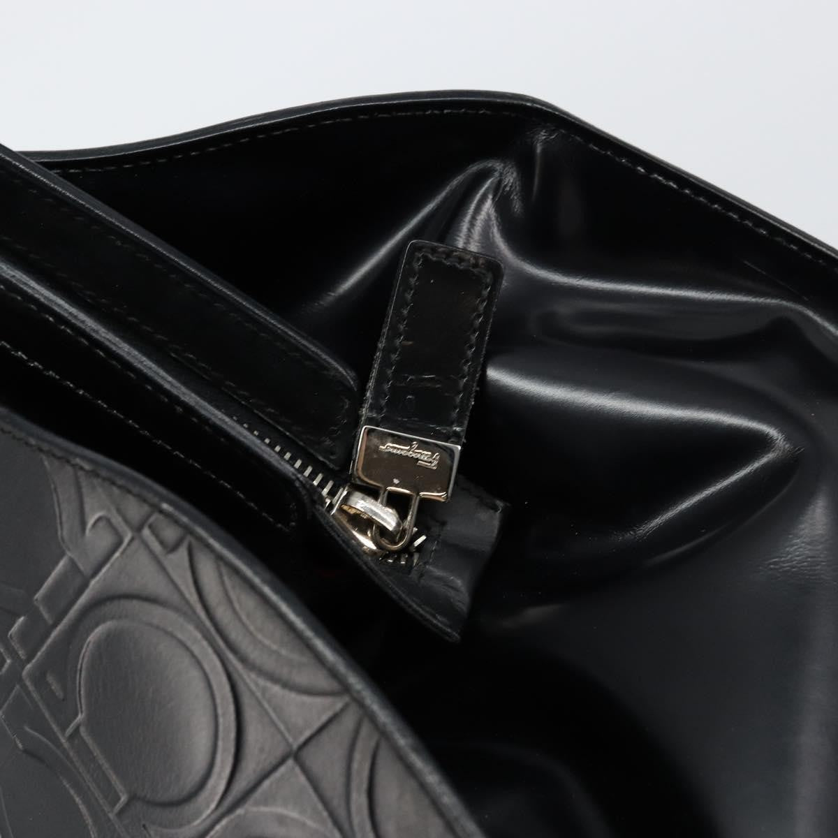 Salvatore Ferragamo Gancini Tote Leather, BLACK, LEATHER, Tote bag