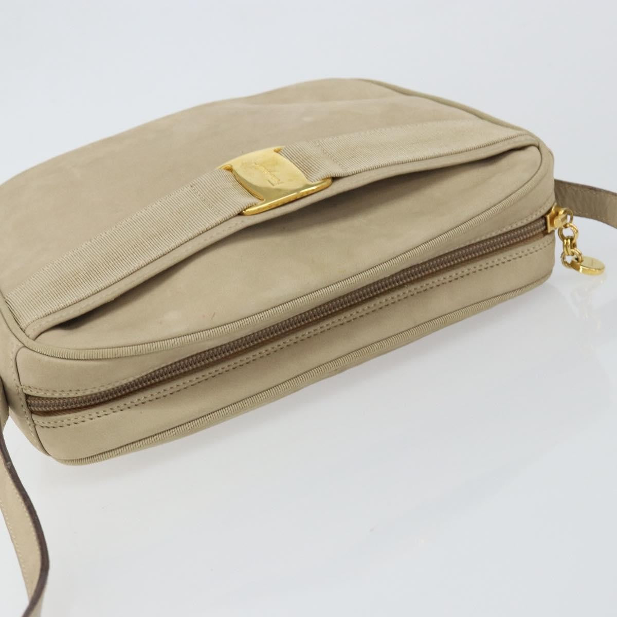 Salvatore Ferragamo Vala Shoulder Bag Suede, BEIGE, SUEDE, Shoulder bag