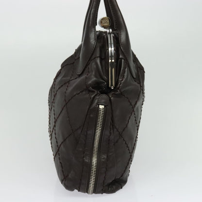 Chanel Expandable Zip Around Frame Bag Quilted Leather, BROWN, LEATHER, Handbag