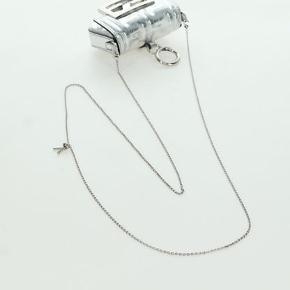Fendi Chain Baguette Charm Bag Zucca Embossed Leather, Silver, Canvas, Clutch