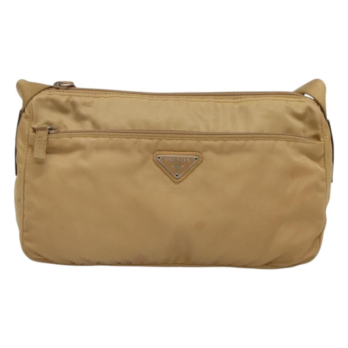 Prada Vintage Shoulder Bag Tessuto, BEIGE, NYLON, Shoulder bag