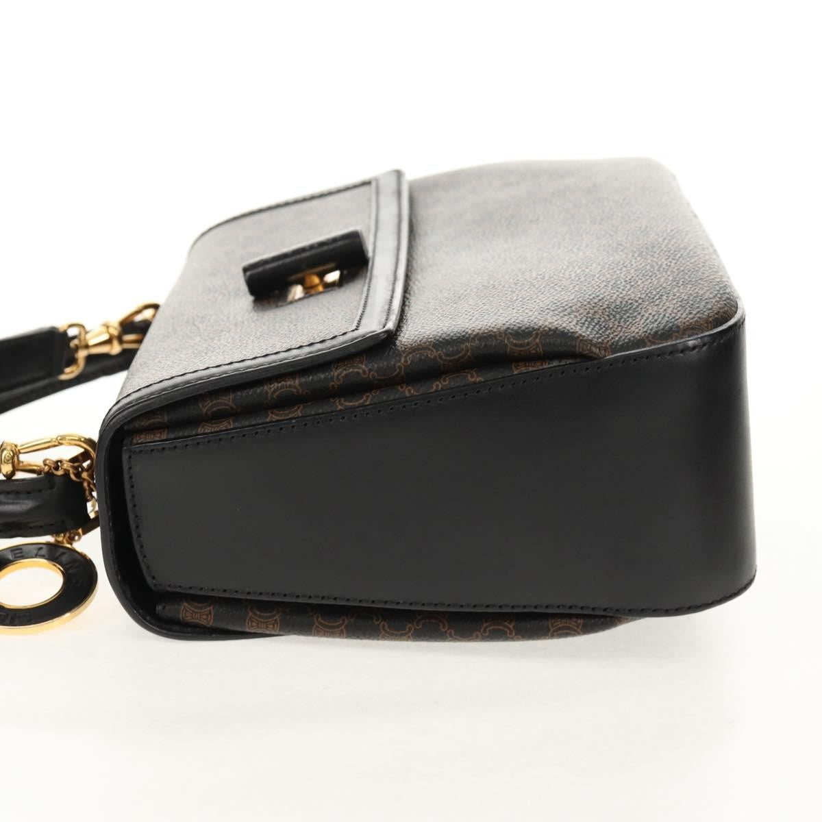 Celine Vintage Convertible Top Handle Bag Macadam Coated Canvas, BROWN, PVC, Handbag