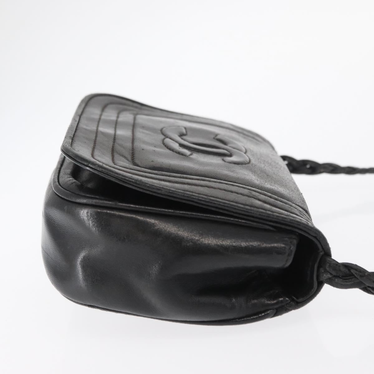 Chanel Vintage CC Stitch Flap Bag Leather, BLACK, LEATHER, Shoulder bag