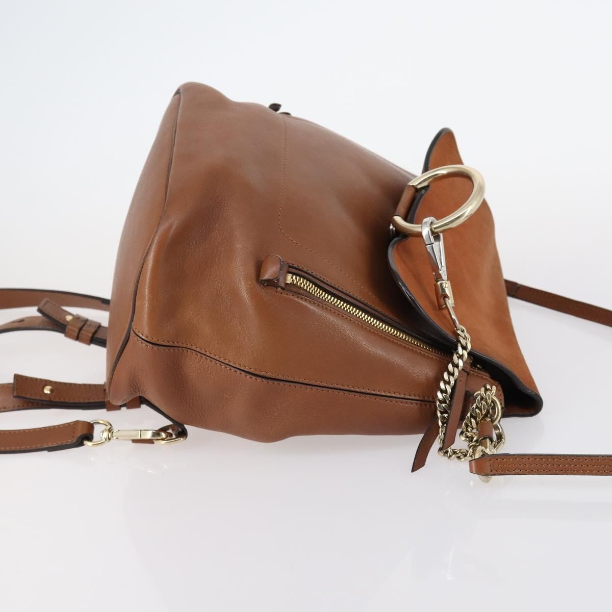 Chloe Faye Backpack Leather and Suede, BROWN, SUEDE, Backpack