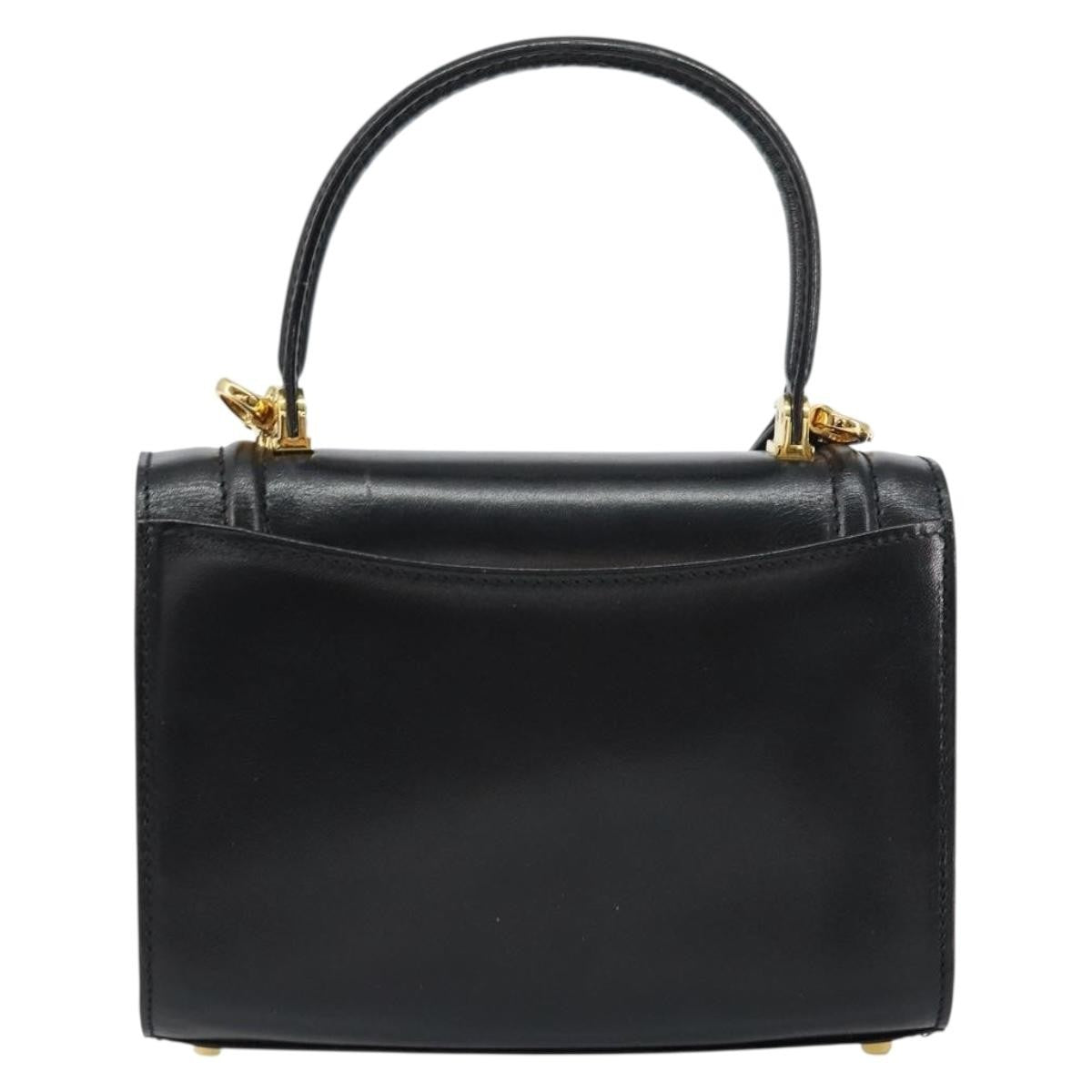Bally Vintage Handbag Leather, Black, Leather, Handbag