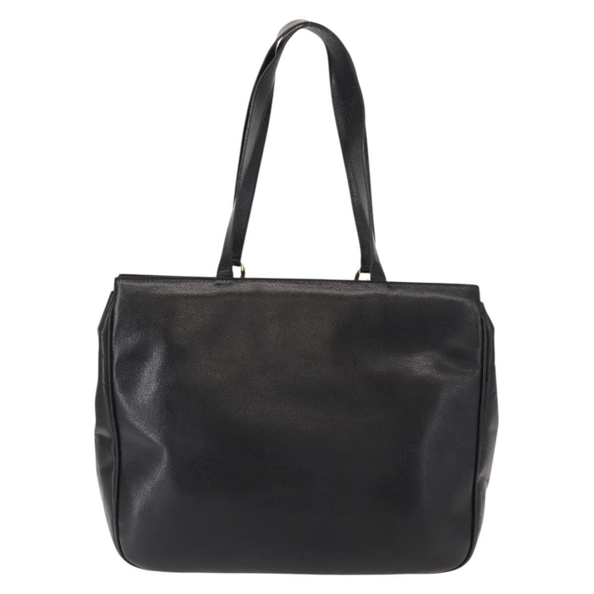 Salvatore Ferragamo Gancini Tote Leather, BLACK, LEATHER, Tote bag