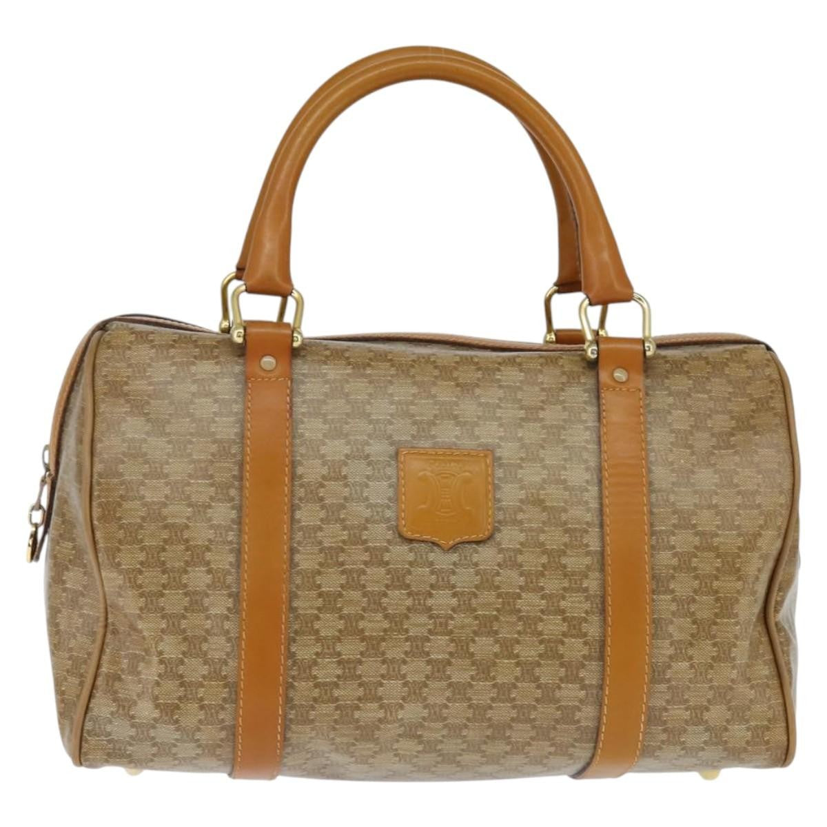 Celine Vintage Duffle Bag Macadam Coated Canvas, BEIGE, CANVAS, Handbag