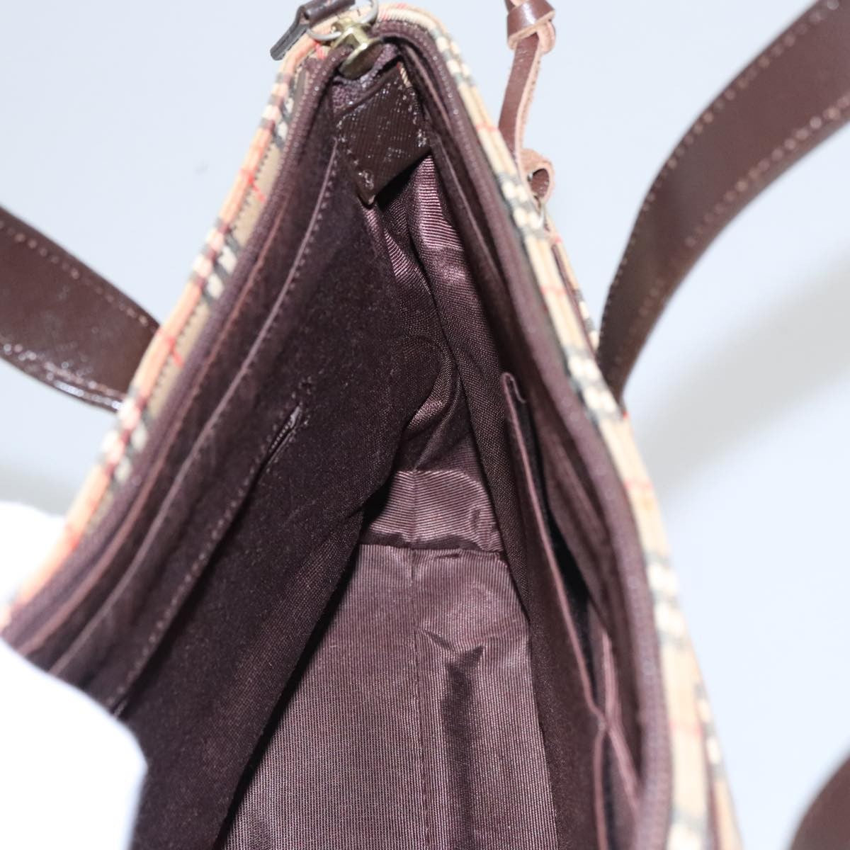 Burberry Nova Handbag Check Pattern, BEIGE, CANVAS, Handbag