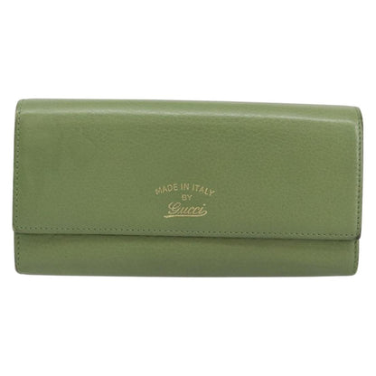 Gucci Logo Embossed Continental Wallet Leather, GREEN, LEATHER, Wallets