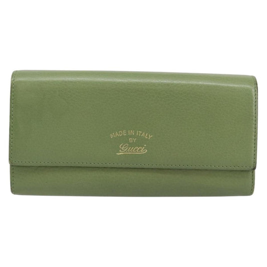 Gucci Logo Embossed Continental Wallet Leather, GREEN, LEATHER, Wallets