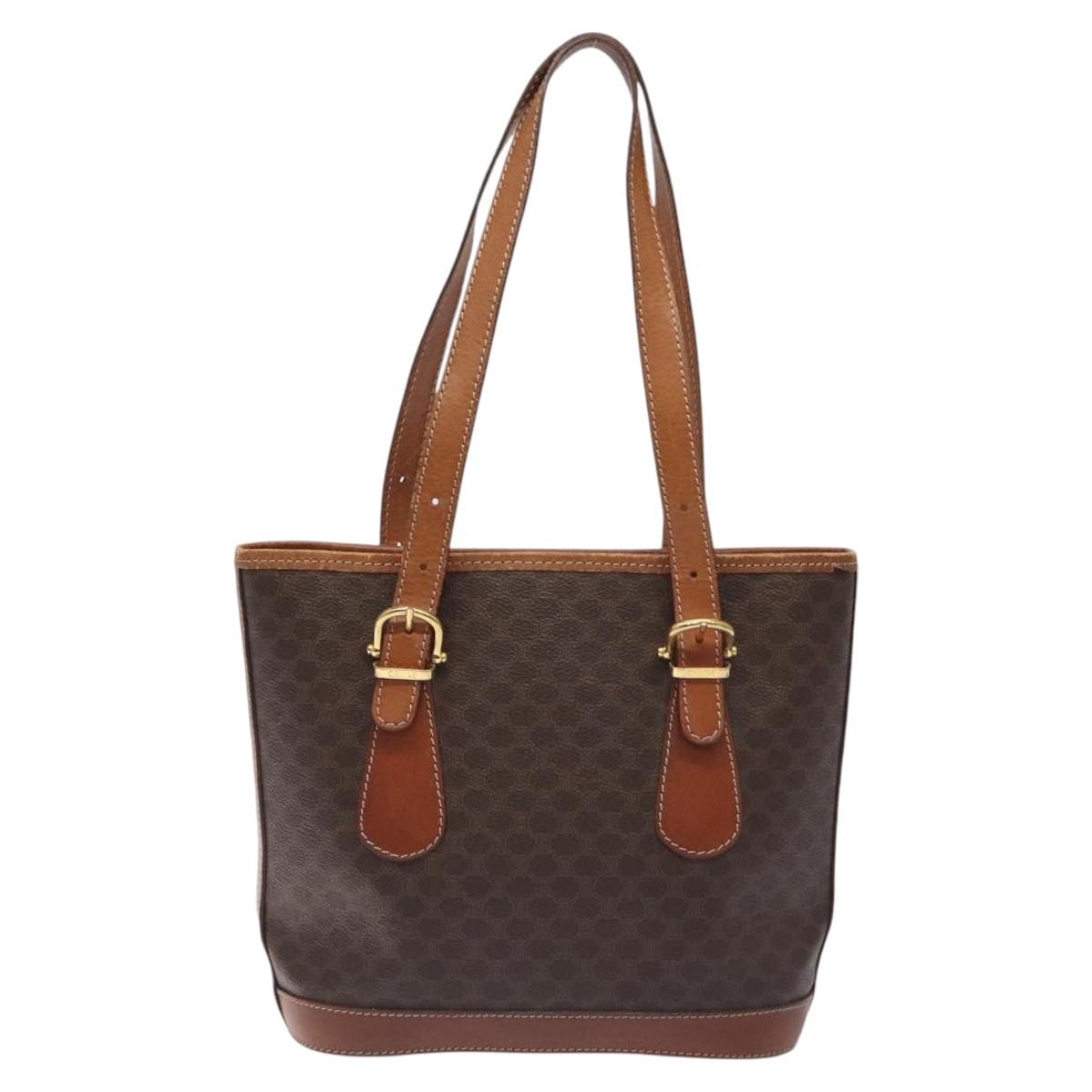 Celine Vintage Macadam Handbag Canvas, BROWN, CANVAS, Handbag