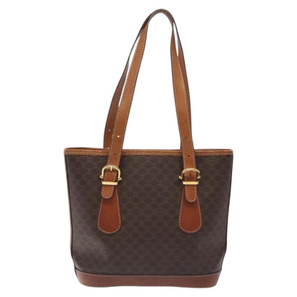 Celine Vintage Macadam Handbag Canvas, BROWN, CANVAS, Handbag
