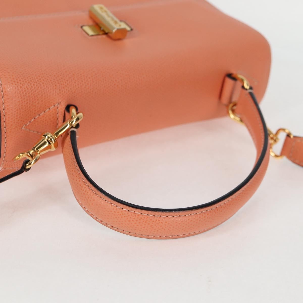 Celine Vintage Convertible Turnlock Top Handle Bag Leather, ORANGE, LEATHER, Handbag