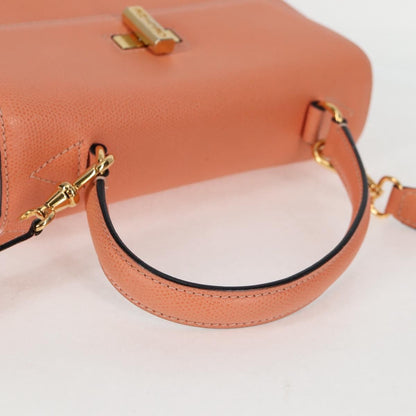 Celine Vintage Convertible Turnlock Top Handle Bag Leather, ORANGE, LEATHER, Handbag