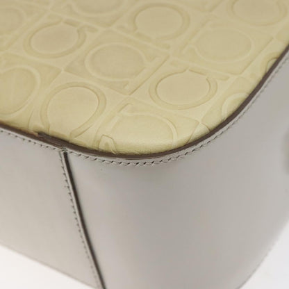 Salvatore Ferragamo Gancini Shoulder Bag Leather, BEIGE, LEATHER, Shoulder bag