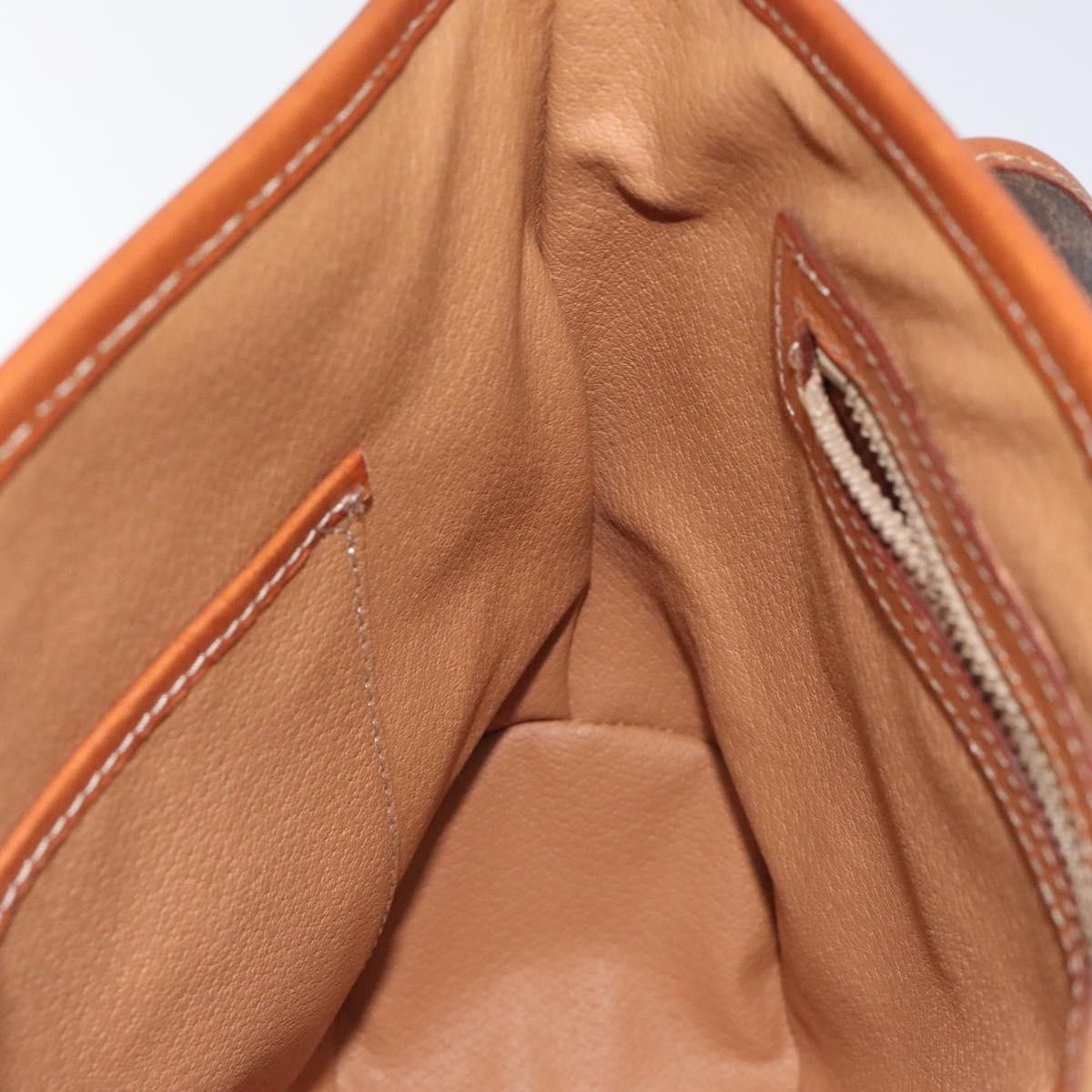 Celine Macadam Handbag Macadam with leather, BROWN, CANVAS, Handbag