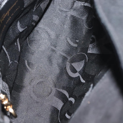 Salvatore Ferragamo Gancini Shoulder Bag Suede, BLACK, SUEDE, Shoulder bag