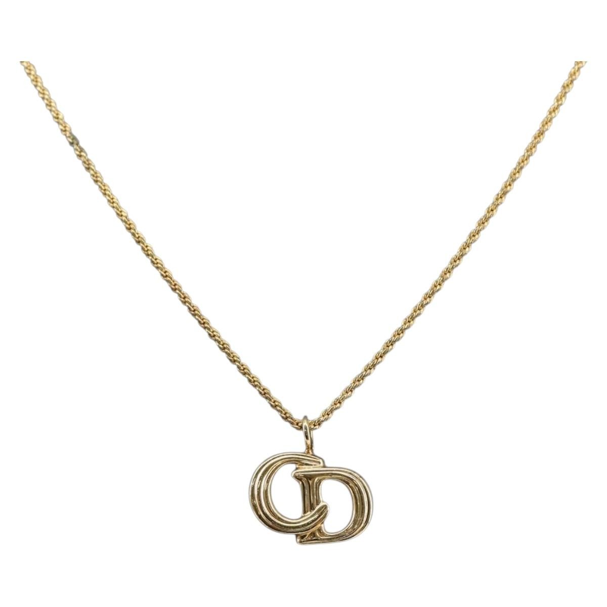Christian Dior CD Pendant Necklace Metal, GOLD, METAL, Necklace