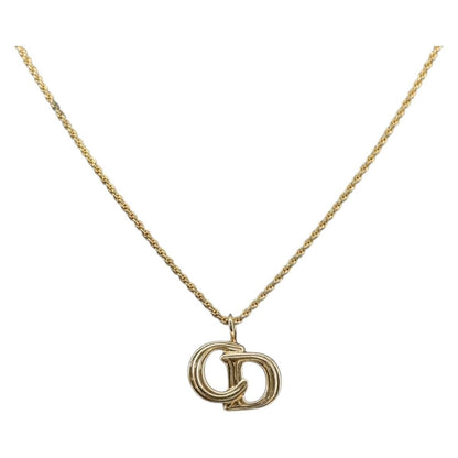 Christian Dior CD Pendant Necklace Metal, GOLD, METAL, Necklace