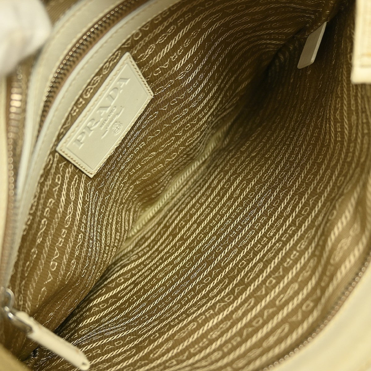 Prada Logo Zip Crossbody Bag Canvas, BEIGE, CANVAS, Shoulder bag